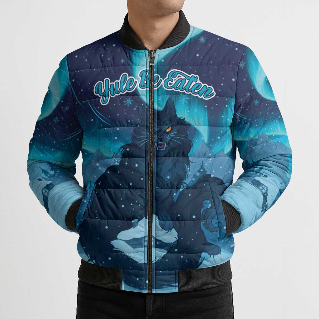 Yule Be Eaten Personalized Bomber Puffer Jacket Christmas Cat Jolakotturinn Icelandic - Wonder Print Shop