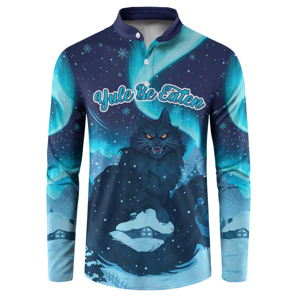 Yule Be Eaten Personalized Button Sweatshirt Christmas Cat Jolakotturinn Icelandic - Wonder Print Shop