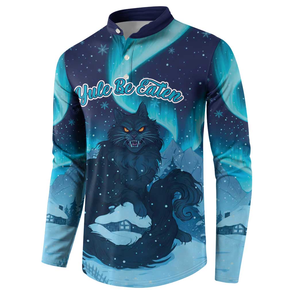 Yule Be Eaten Personalized Button Sweatshirt Christmas Cat Jolakotturinn Icelandic - Wonder Print Shop