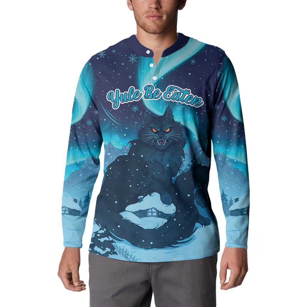 Yule Be Eaten Personalized Button Sweatshirt Christmas Cat Jolakotturinn Icelandic - Wonder Print Shop