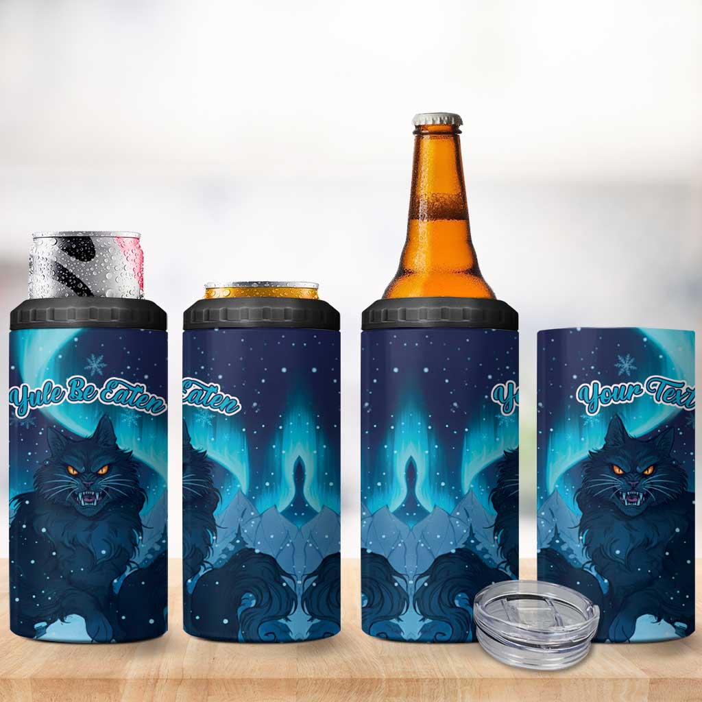 Yule Be Eaten Personalized 4 in 1 Can Cooler Tumbler Christmas Cat Jolakotturinn Icelandic - Wonder Print Shop