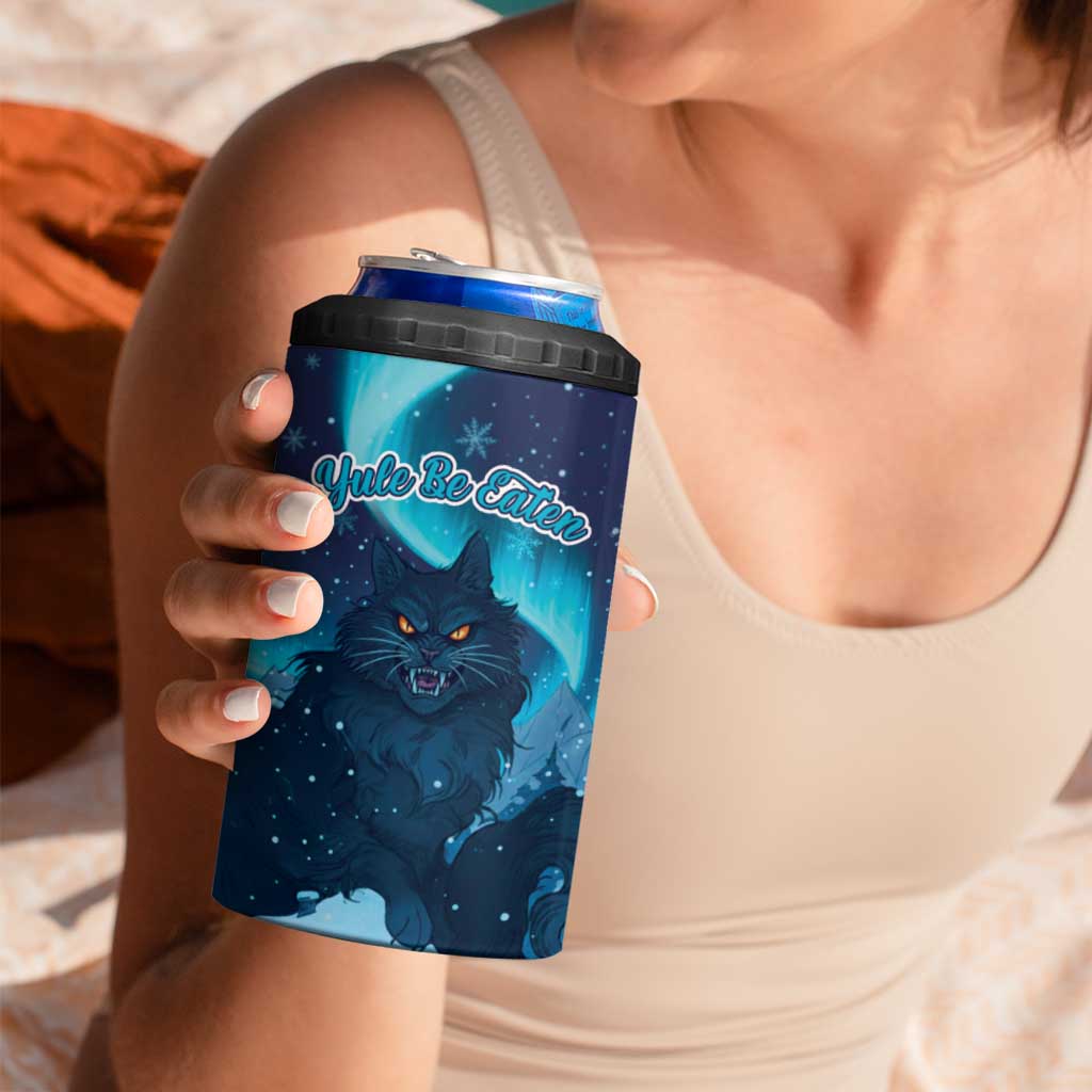 Yule Be Eaten Personalized 4 in 1 Can Cooler Tumbler Christmas Cat Jolakotturinn Icelandic - Wonder Print Shop