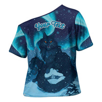 Yule Be Eaten Personalized Cross Shoulder Shirt Christmas Cat Jolakotturinn Icelandic - Wonder Print Shop