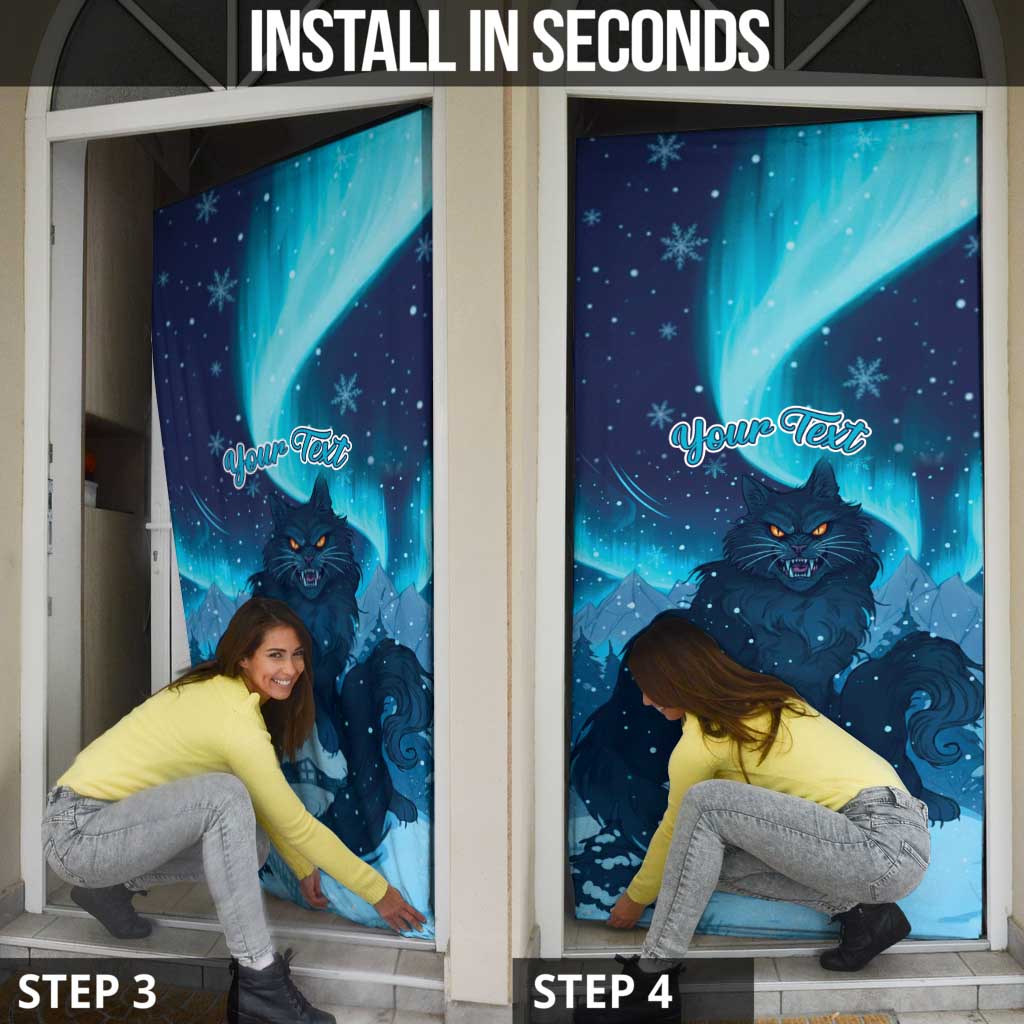 Yule Be Eaten Personalized Door Cover Christmas Cat Jolakotturinn Icelandic - Wonder Print Shop