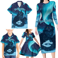 Yule Be Eaten Personalized Family Matching Long Sleeve Bodycon Dress and Hawaiian Shirt Christmas Cat Jolakotturinn Icelandic - Wonder Print Shop
