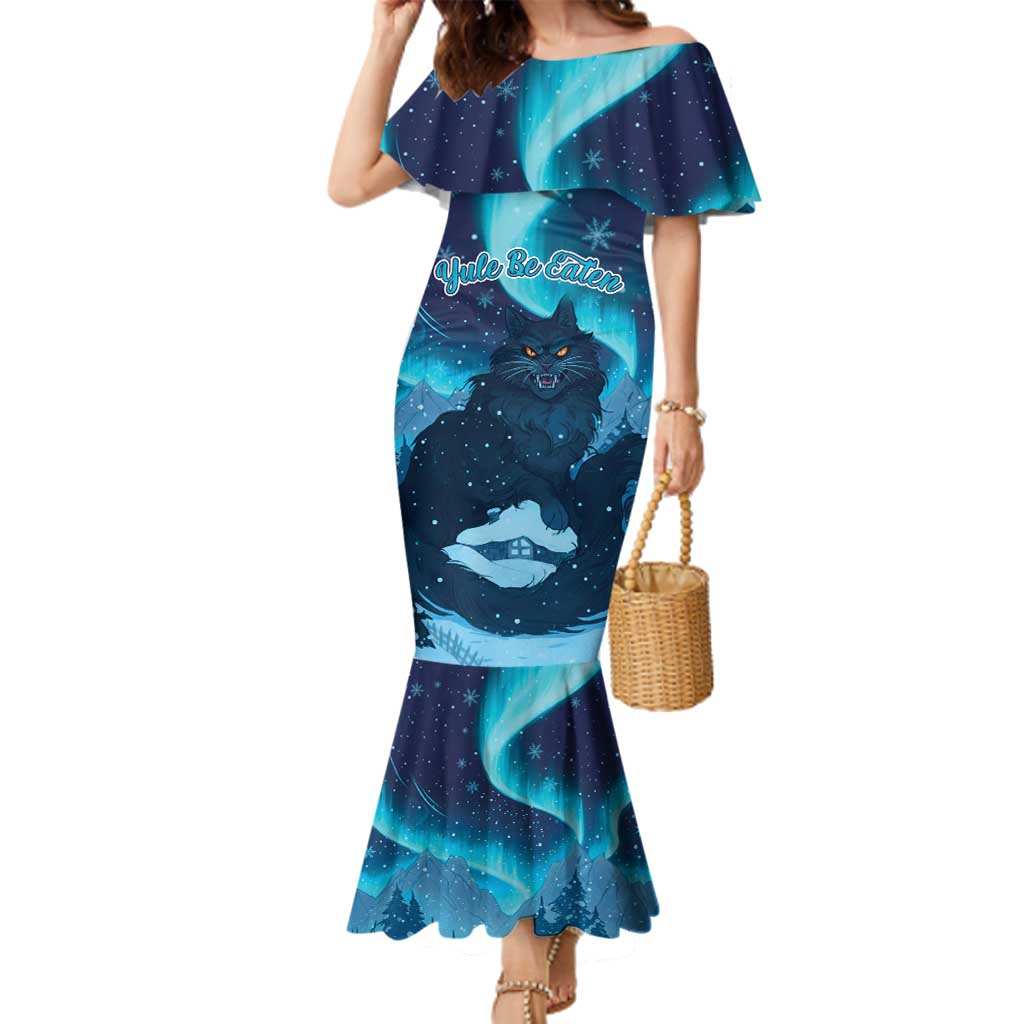 Yule Be Eaten Personalized Family Matching Mermaid Dress and Hawaiian Shirt Christmas Cat Jolakotturinn Icelandic - Wonder Print Shop