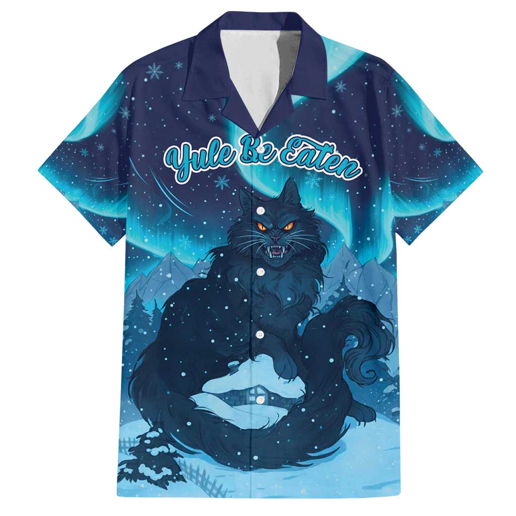 Yule Be Eaten Personalized Family Matching Off Shoulder Maxi Dress and Hawaiian Shirt Christmas Cat Jolakotturinn Icelandic - Wonder Print Shop