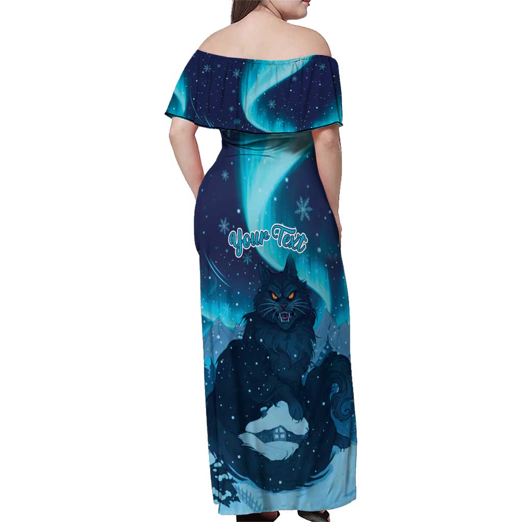 Yule Be Eaten Personalized Family Matching Off Shoulder Maxi Dress and Hawaiian Shirt Christmas Cat Jolakotturinn Icelandic - Wonder Print Shop