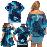 Yule Be Eaten Personalized Family Matching Off Shoulder Short Dress and Hawaiian Shirt Christmas Cat Jolakotturinn Icelandic - Wonder Print Shop
