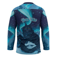 Yule Be Eaten Personalized Hockey Jersey Christmas Cat Jolakotturinn Icelandic - Wonder Print Shop