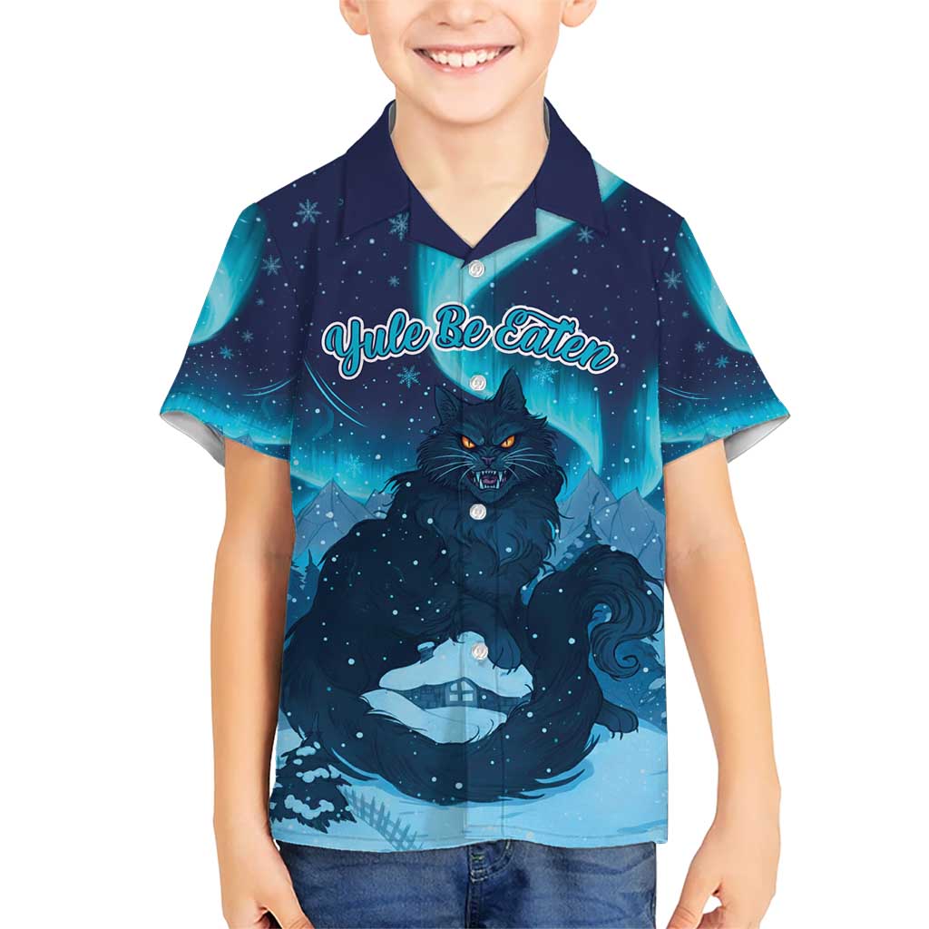 Yule Be Eaten Personalized Kid Hawaiian Shirt Christmas Cat Jolakotturinn Icelandic - Wonder Print Shop