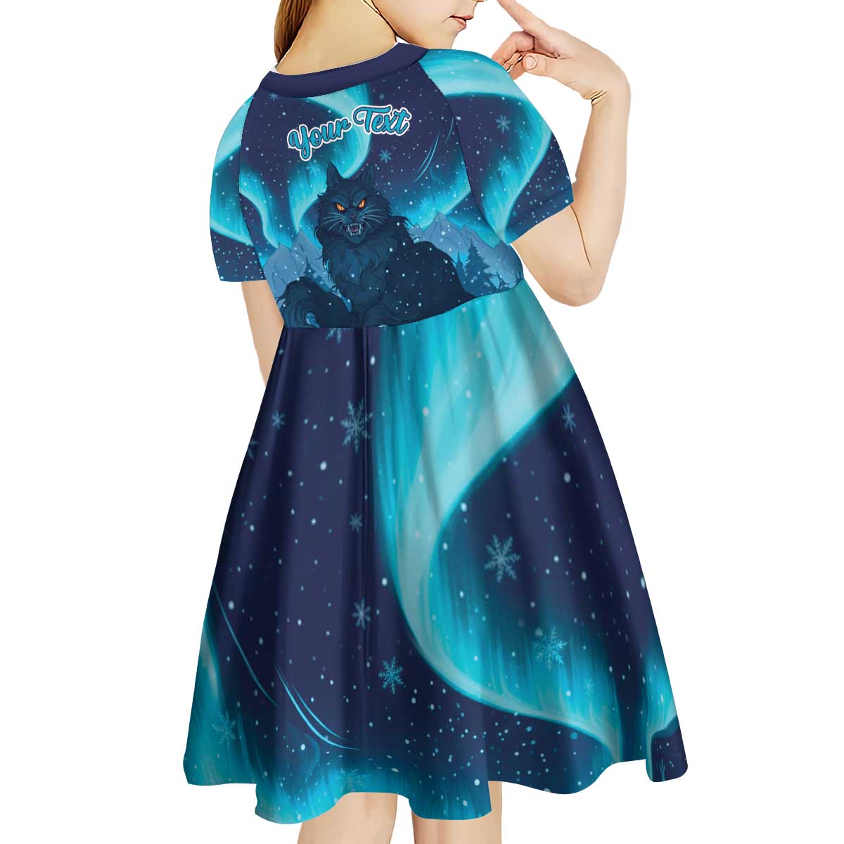 Yule Be Eaten Personalized Kid Short Sleeve Dress Christmas Cat Jolakotturinn Icelandic - Wonder Print Shop