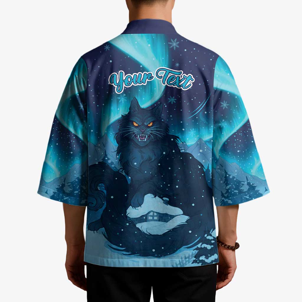 Yule Be Eaten Personalized Kimono Christmas Cat Jolakotturinn Icelandic - Wonder Print Shop