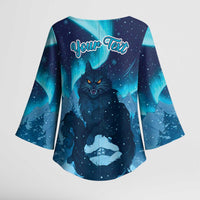 Yule Be Eaten Personalized Kimono Sleeve Blouse Christmas Cat Jolakotturinn Icelandic - Wonder Print Shop