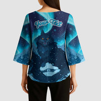 Yule Be Eaten Personalized Kimono Sleeve Blouse Christmas Cat Jolakotturinn Icelandic - Wonder Print Shop