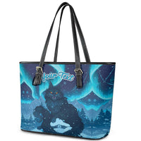 Yule Be Eaten Personalized Leather Tote Bag Christmas Cat Jolakotturinn Icelandic - Wonder Print Shop