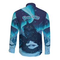 Yule Be Eaten Personalized Long Sleeve Button Shirt Christmas Cat Jolakotturinn Icelandic - Wonder Print Shop