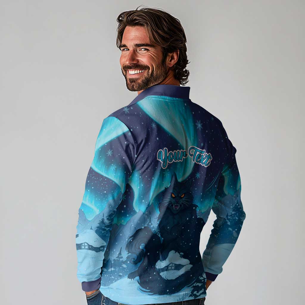 Yule Be Eaten Personalized Long Sleeve Polo Shirt Christmas Cat Jolakotturinn Icelandic - Wonder Print Shop