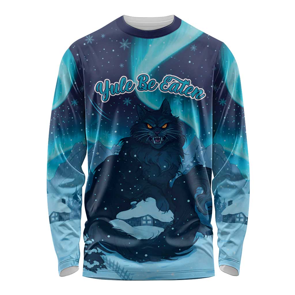 Yule Be Eaten Personalized Long Sleeve Shirt Christmas Cat Jolakotturinn Icelandic - Wonder Print Shop
