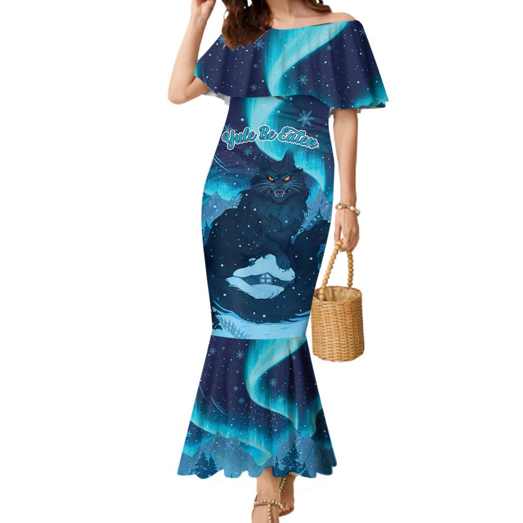 Yule Be Eaten Personalized Mermaid Dress Christmas Cat Jolakotturinn Icelandic - Wonder Print Shop