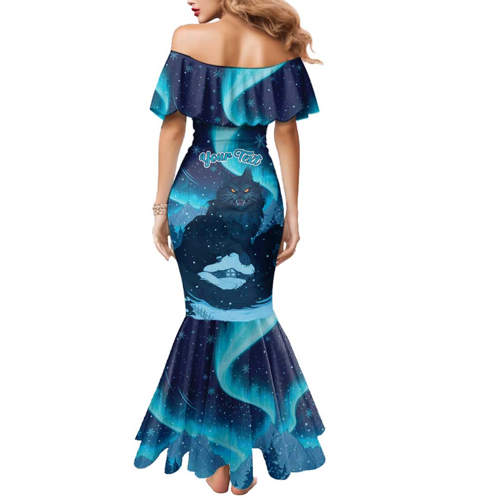 Yule Be Eaten Personalized Mermaid Dress Christmas Cat Jolakotturinn Icelandic - Wonder Print Shop