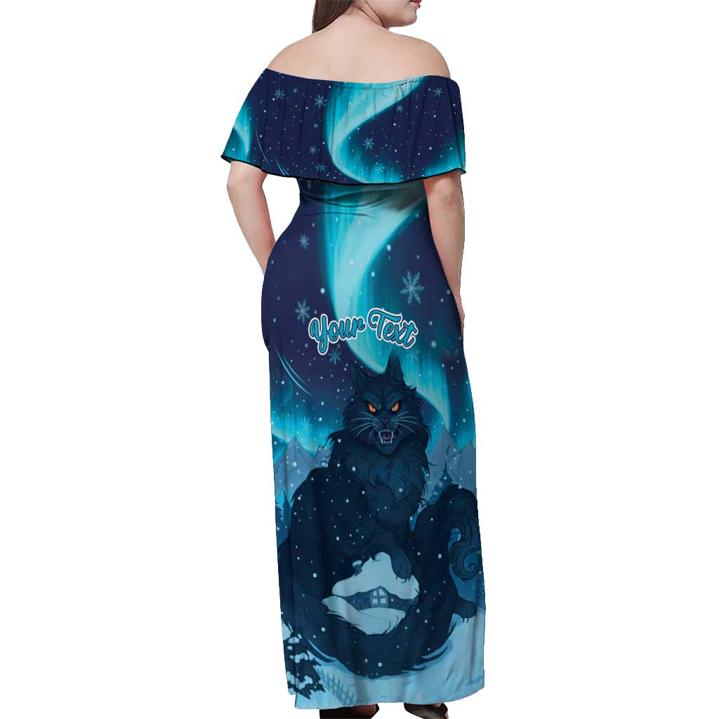 Yule Be Eaten Personalized Off Shoulder Maxi Dress Christmas Cat Jolakotturinn Icelandic - Wonder Print Shop