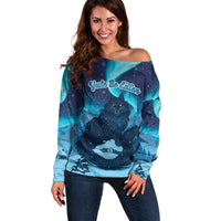 Yule Be Eaten Personalized Off Shoulder Sweater Christmas Cat Jolakotturinn Icelandic - Wonder Print Shop