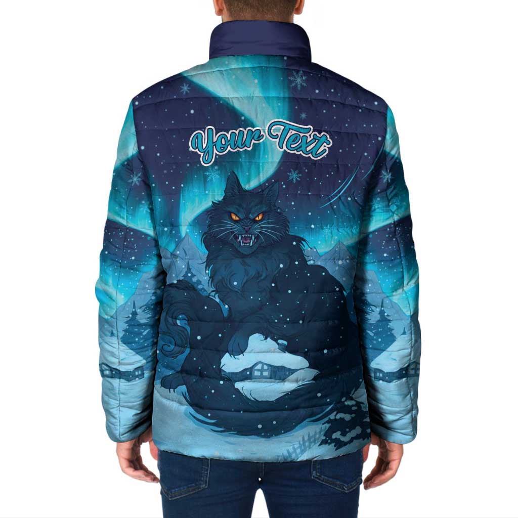 Yule Be Eaten Personalized Padded Jacket Christmas Cat Jolakotturinn Icelandic - Wonder Print Shop