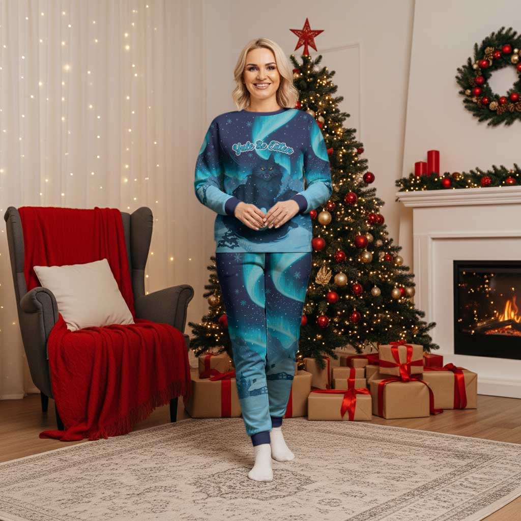 Yule Be Eaten Personalized Christmas Pajama Set Christmas Cat Jolakotturinn Icelandic - Wonder Print Shop