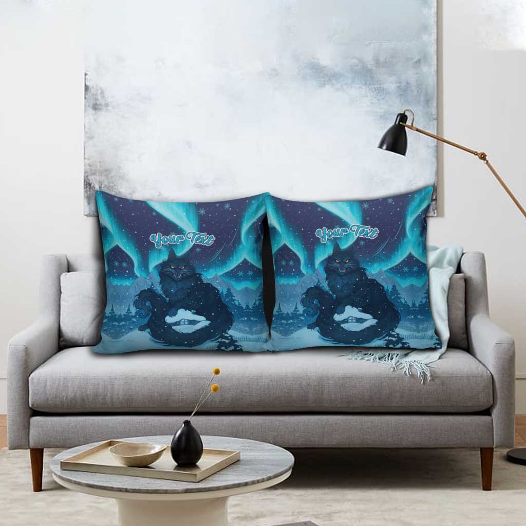 Yule Be Eaten Personalized Pillow Cover Christmas Cat Jolakotturinn Icelandic - Wonder Print Shop