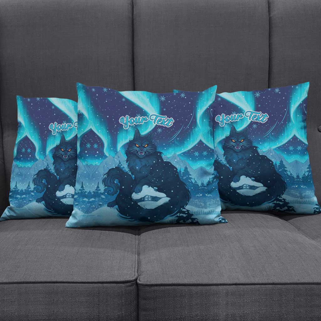Yule Be Eaten Personalized Pillow Cover Christmas Cat Jolakotturinn Icelandic - Wonder Print Shop