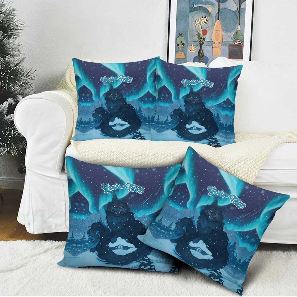 Yule Be Eaten Personalized Pillow Cover Christmas Cat Jolakotturinn Icelandic - Wonder Print Shop