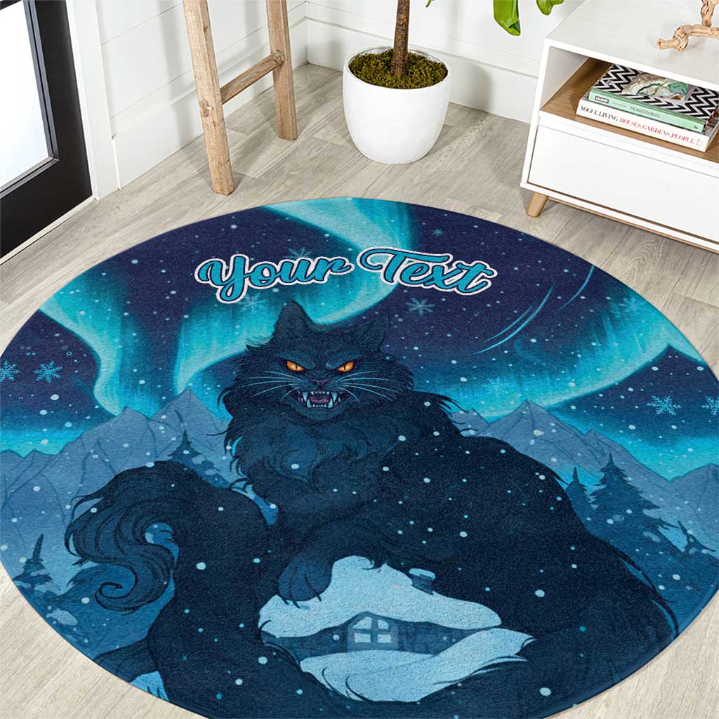 Yule Be Eaten Personalized Round Carpet Christmas Cat Jolakotturinn Icelandic - Wonder Print Shop