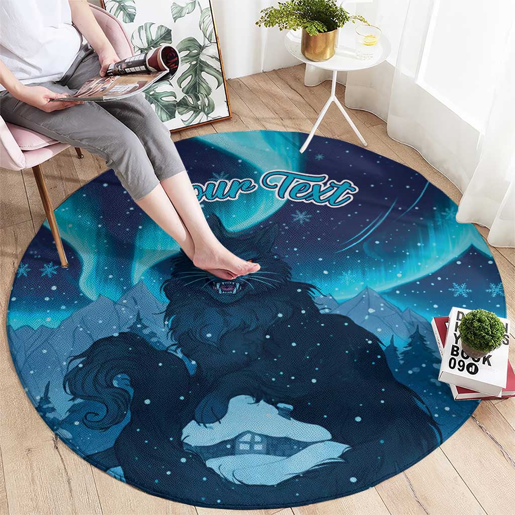 Yule Be Eaten Personalized Round Carpet Christmas Cat Jolakotturinn Icelandic - Wonder Print Shop