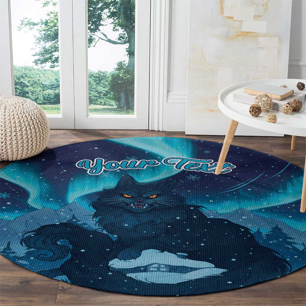 Yule Be Eaten Personalized Round Carpet Christmas Cat Jolakotturinn Icelandic - Wonder Print Shop