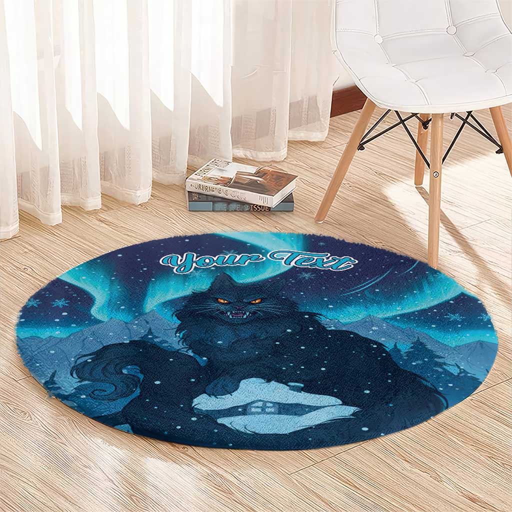 Yule Be Eaten Personalized Round Carpet Christmas Cat Jolakotturinn Icelandic - Wonder Print Shop