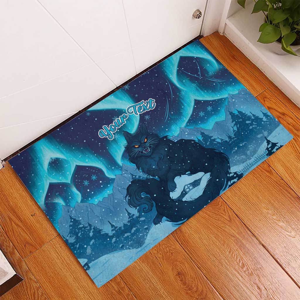 Yule Be Eaten Personalized Rubber Doormat Christmas Cat Jolakotturinn Icelandic - Wonder Print Shop