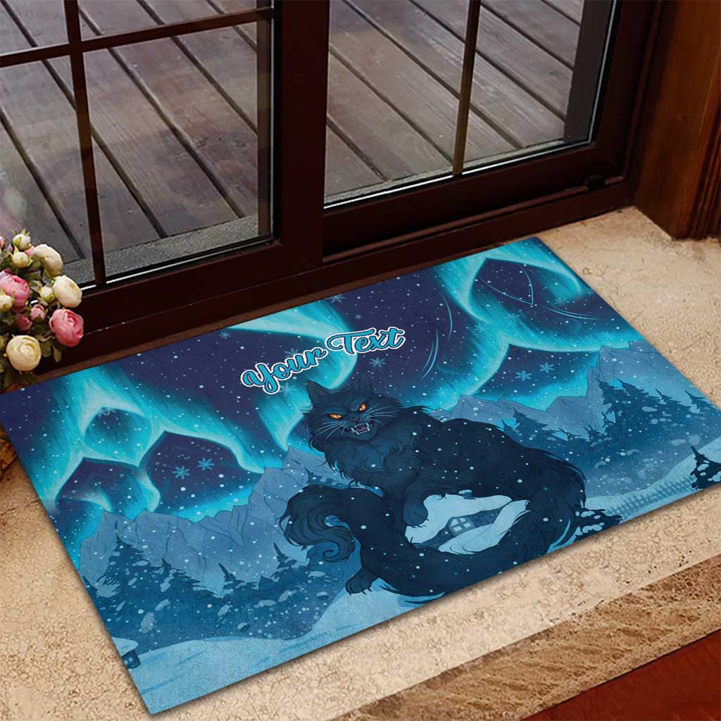 Yule Be Eaten Personalized Rubber Doormat Christmas Cat Jolakotturinn Icelandic - Wonder Print Shop