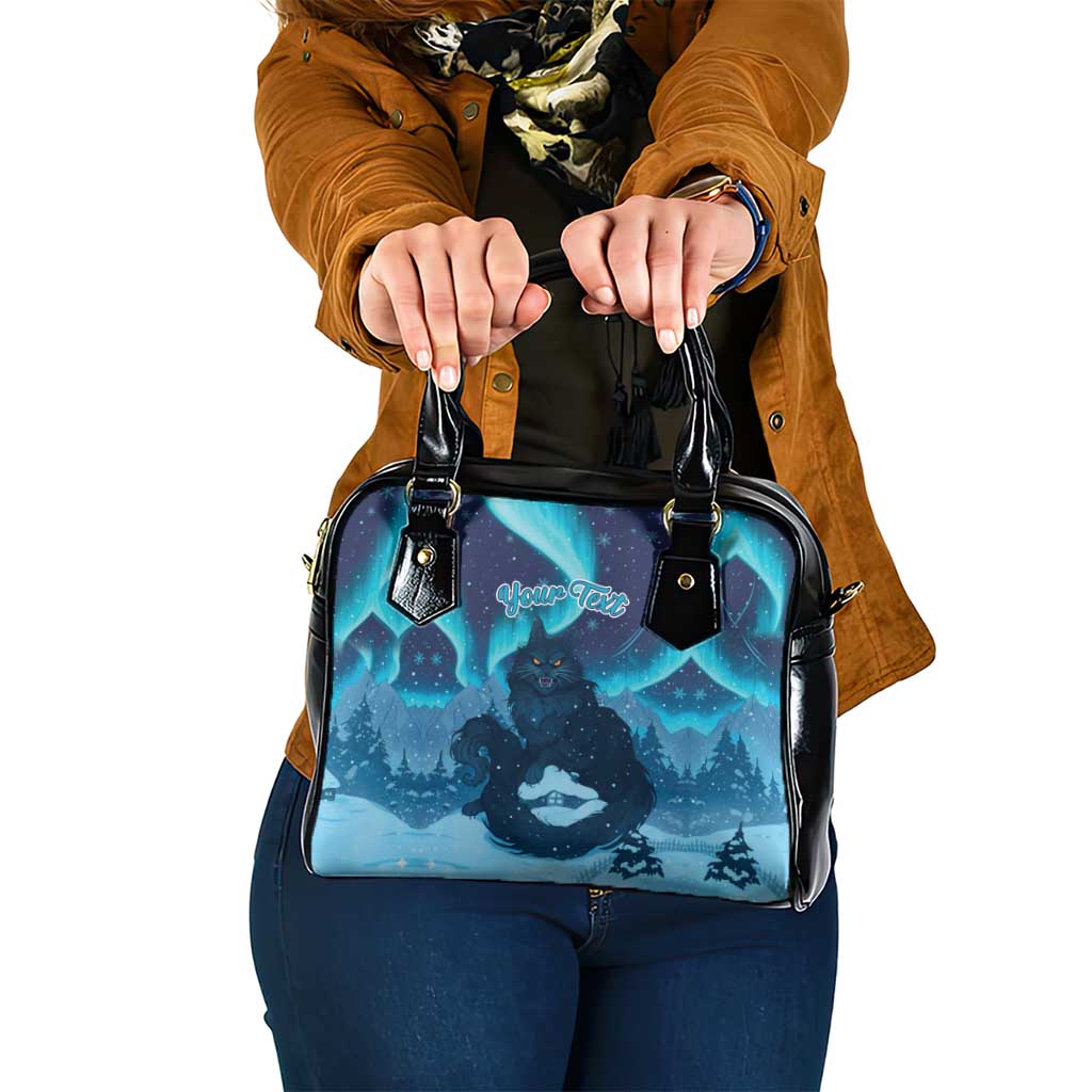 Yule Be Eaten Personalized Shoulder Handbag Christmas Cat Jolakotturinn Icelandic - Wonder Print Shop