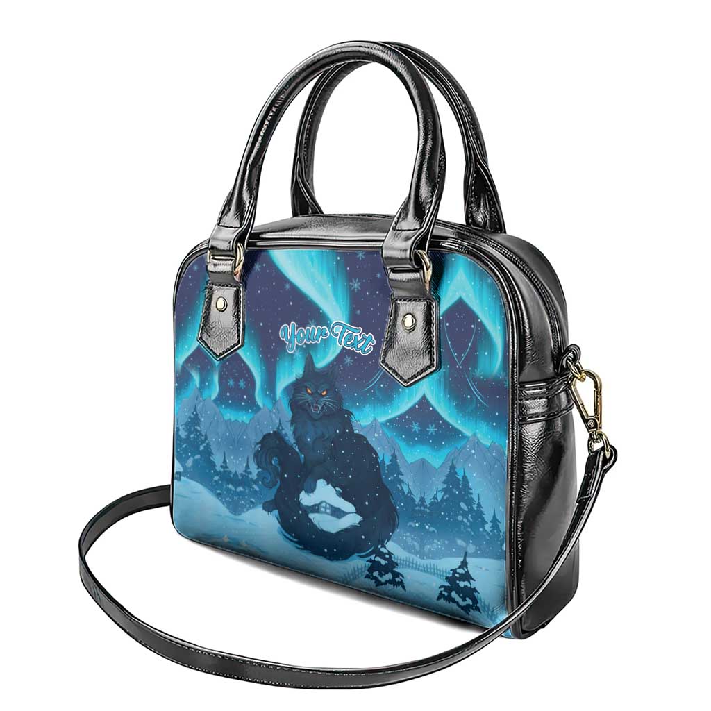 Yule Be Eaten Personalized Shoulder Handbag Christmas Cat Jolakotturinn Icelandic - Wonder Print Shop