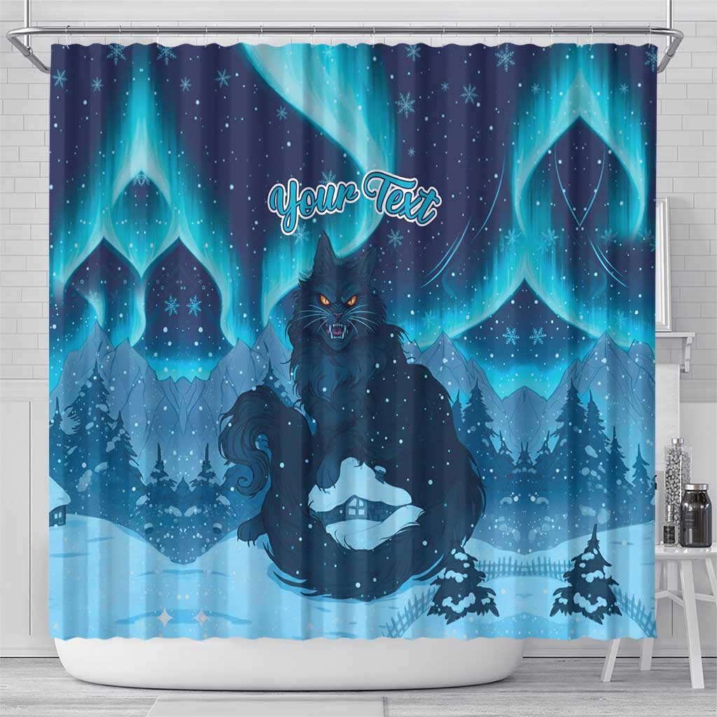 Yule Be Eaten Personalized Shower Curtain Christmas Cat Jolakotturinn Icelandic - Wonder Print Shop