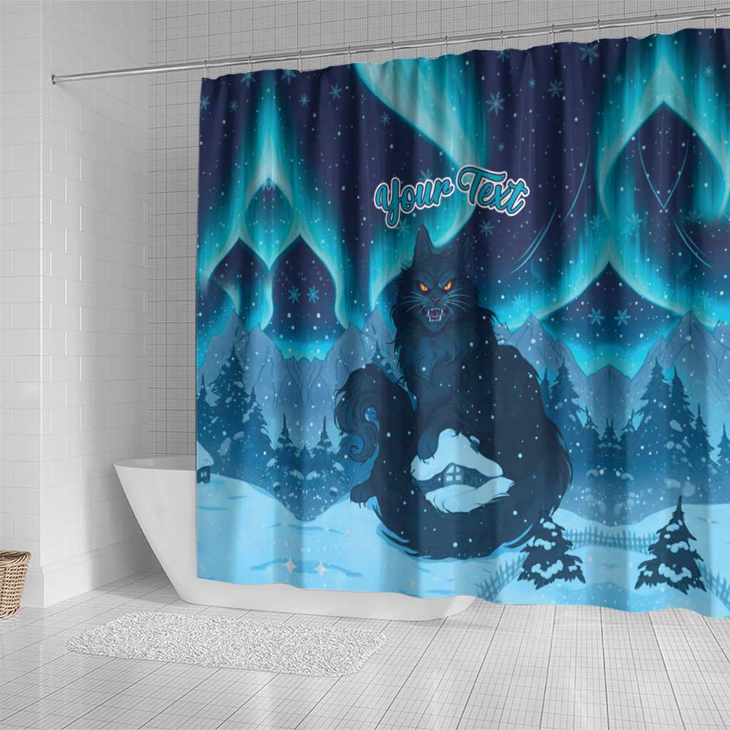 Yule Be Eaten Personalized Shower Curtain Christmas Cat Jolakotturinn Icelandic - Wonder Print Shop
