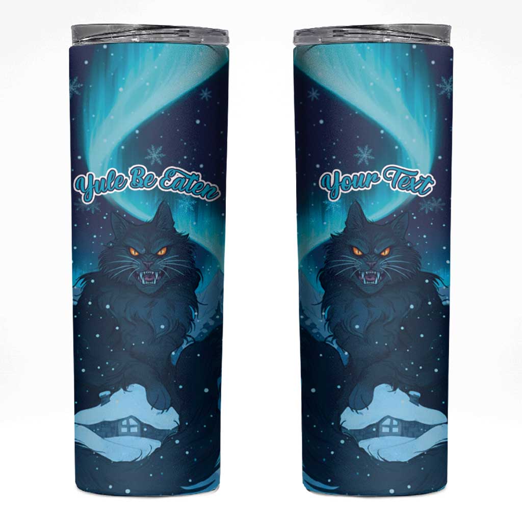 Yule Be Eaten Personalized Skinny Tumbler Christmas Cat Jolakotturinn Icelandic - Wonder Print Shop