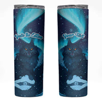 Yule Be Eaten Personalized Skinny Tumbler Christmas Cat Jolakotturinn Icelandic - Wonder Print Shop