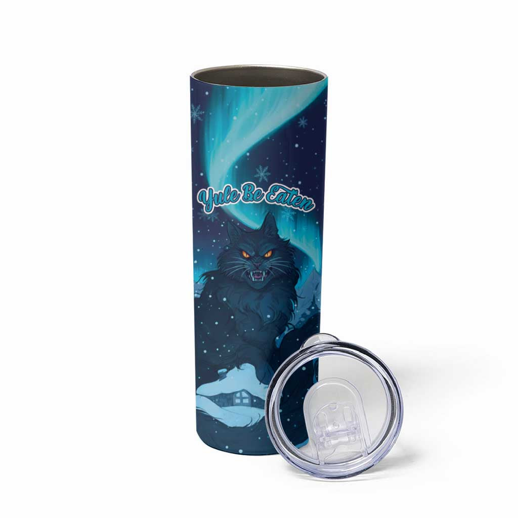 Yule Be Eaten Personalized Skinny Tumbler Christmas Cat Jolakotturinn Icelandic - Wonder Print Shop