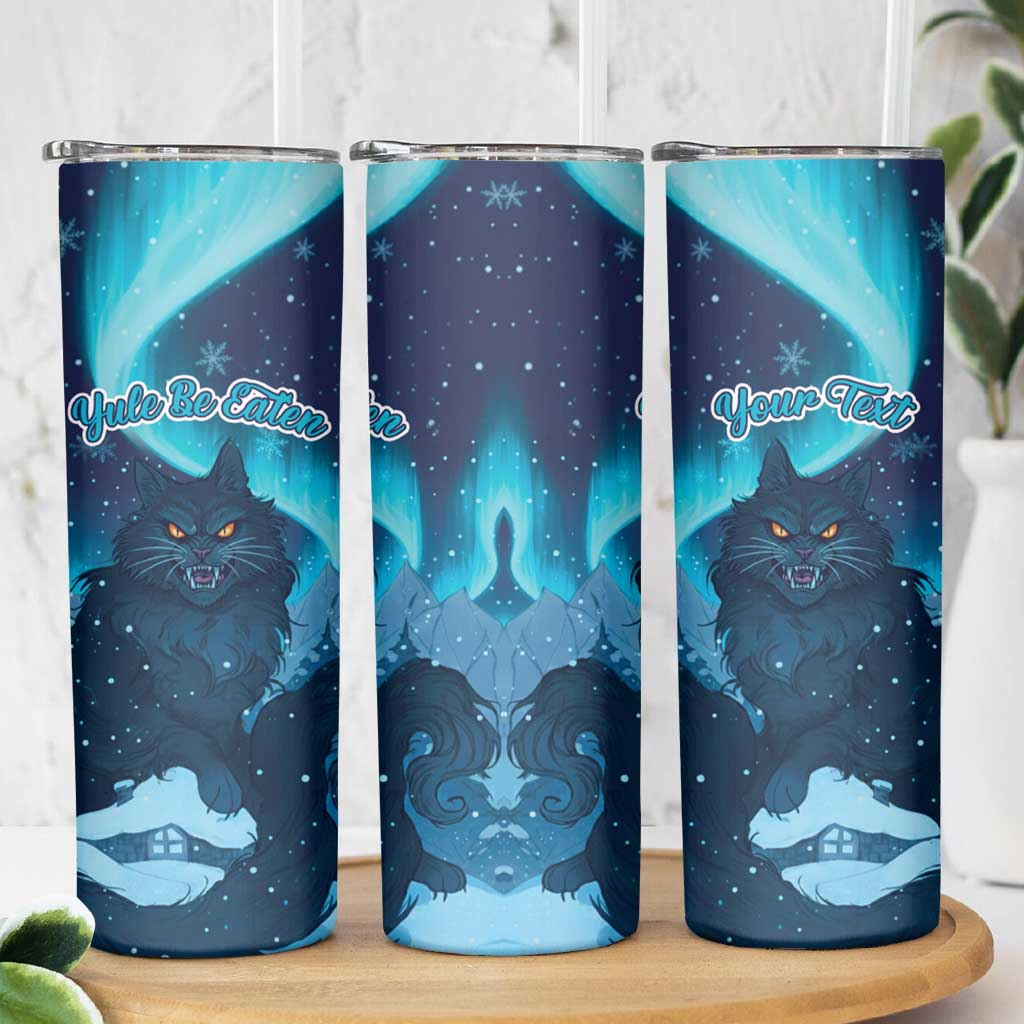 Yule Be Eaten Personalized Skinny Tumbler Christmas Cat Jolakotturinn Icelandic - Wonder Print Shop