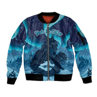 Yule Be Eaten Personalized Sleeve Zip Bomber Jacket Christmas Cat Jolakotturinn Icelandic - Wonder Print Shop