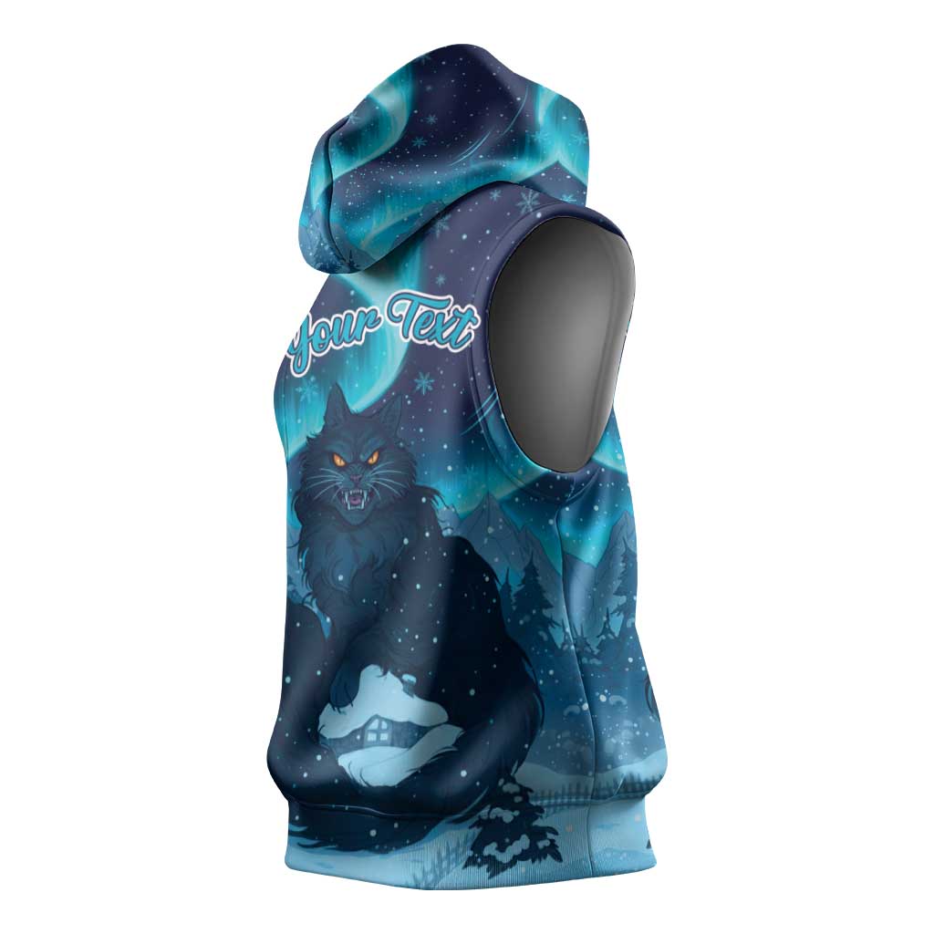 Yule Be Eaten Personalized Sleeveless Hoodie Christmas Cat Jolakotturinn Icelandic - Wonder Print Shop