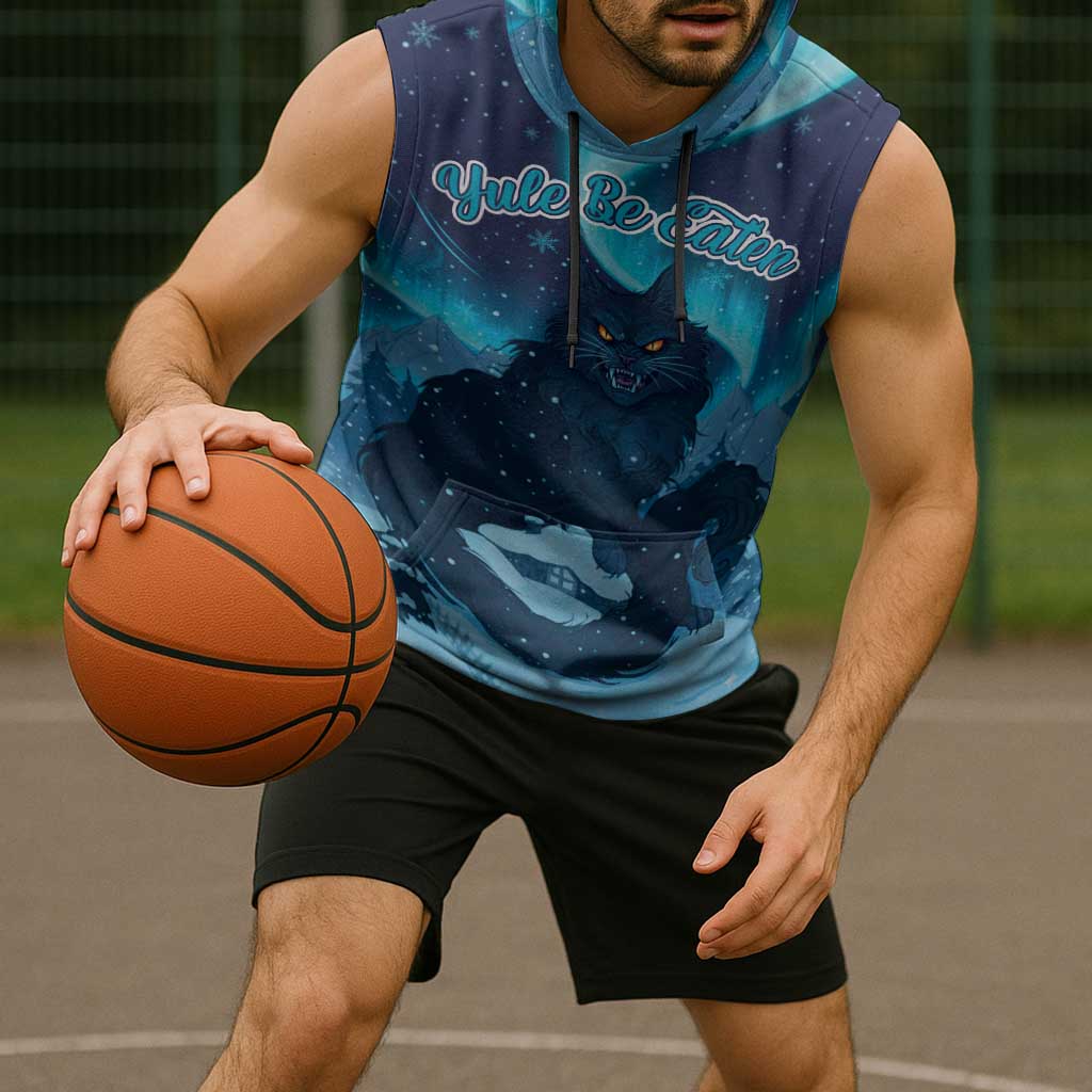 Yule Be Eaten Personalized Sleeveless Hoodie Christmas Cat Jolakotturinn Icelandic - Wonder Print Shop