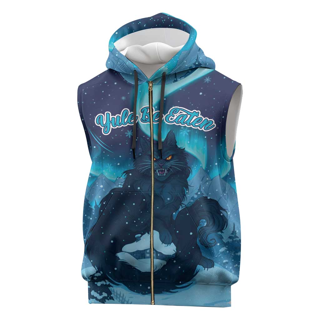 Yule Be Eaten Personalized Sleeveless Zip Hoodie Christmas Cat Jolakotturinn Icelandic - Wonder Print Shop